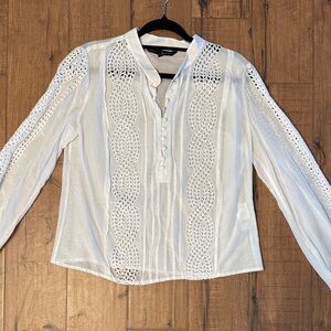 White House Black Market White Lace Blouse S